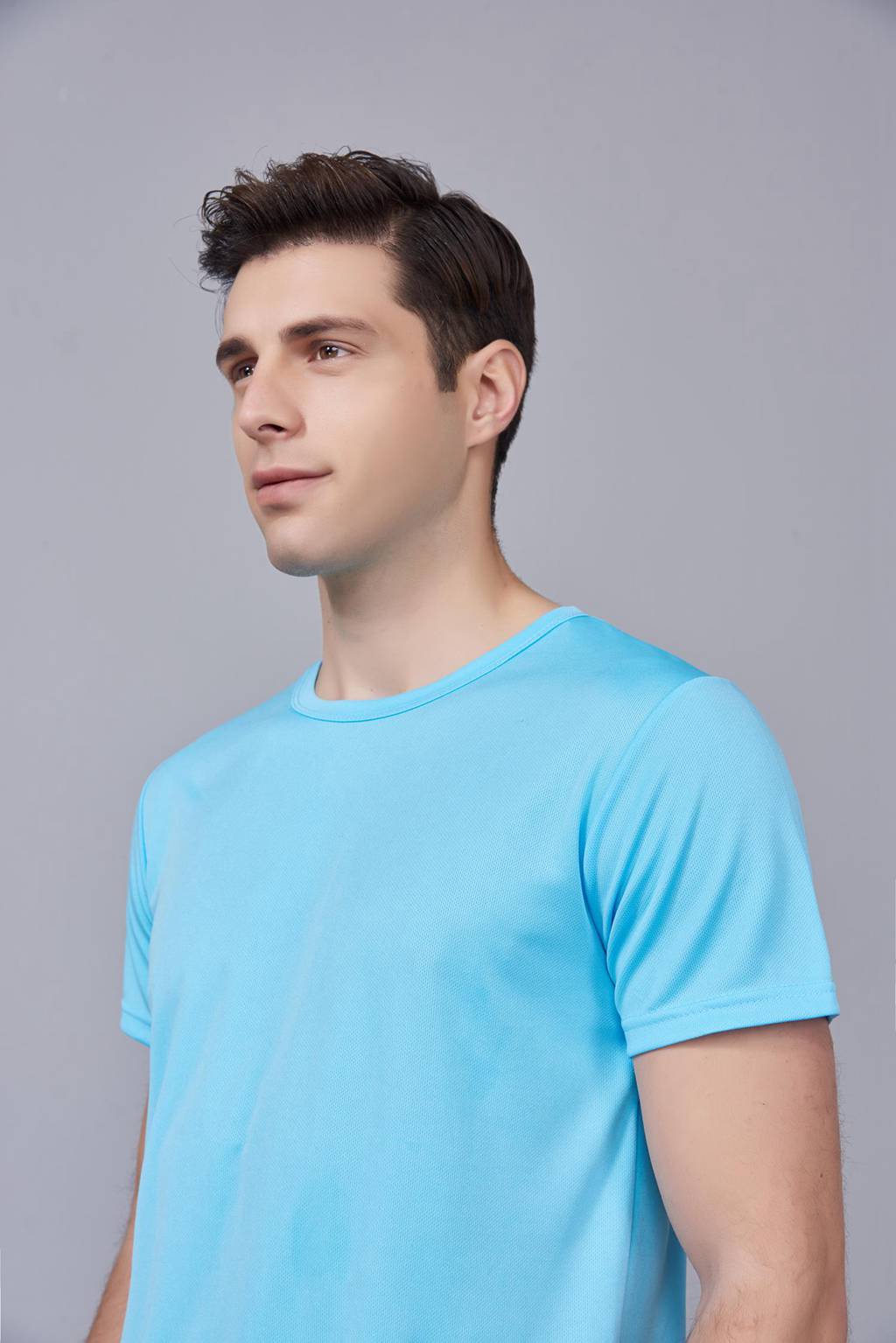 速干T恤 輕薄透氣男女情侶款圓領(lǐng)短袖速干T恤 天藍色